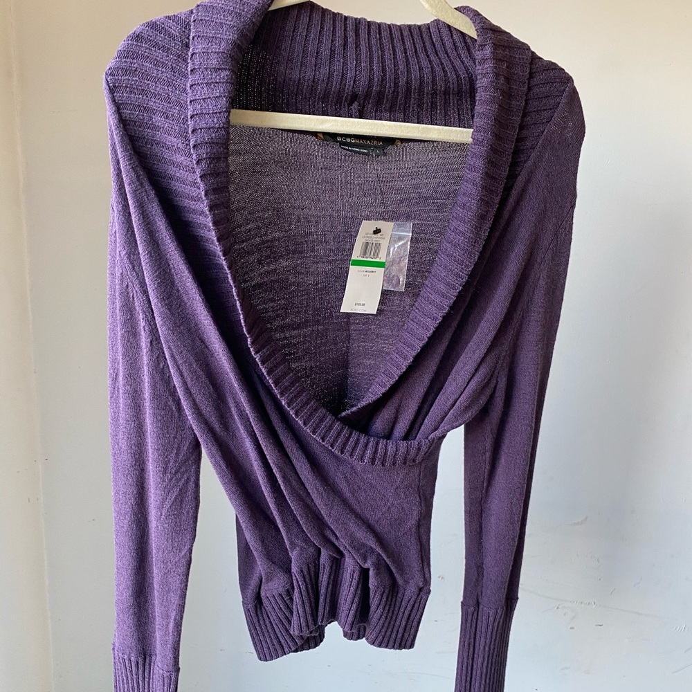 NWT BCBG MaxAzria Large Cross Over Sweater Jersey